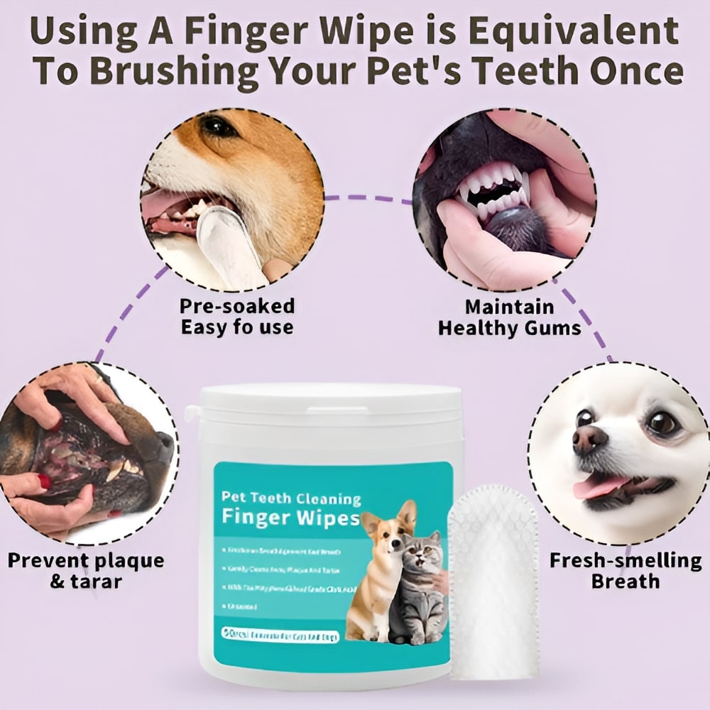 FreshBreath™ Disposable Dental Finger Wipes For Pets